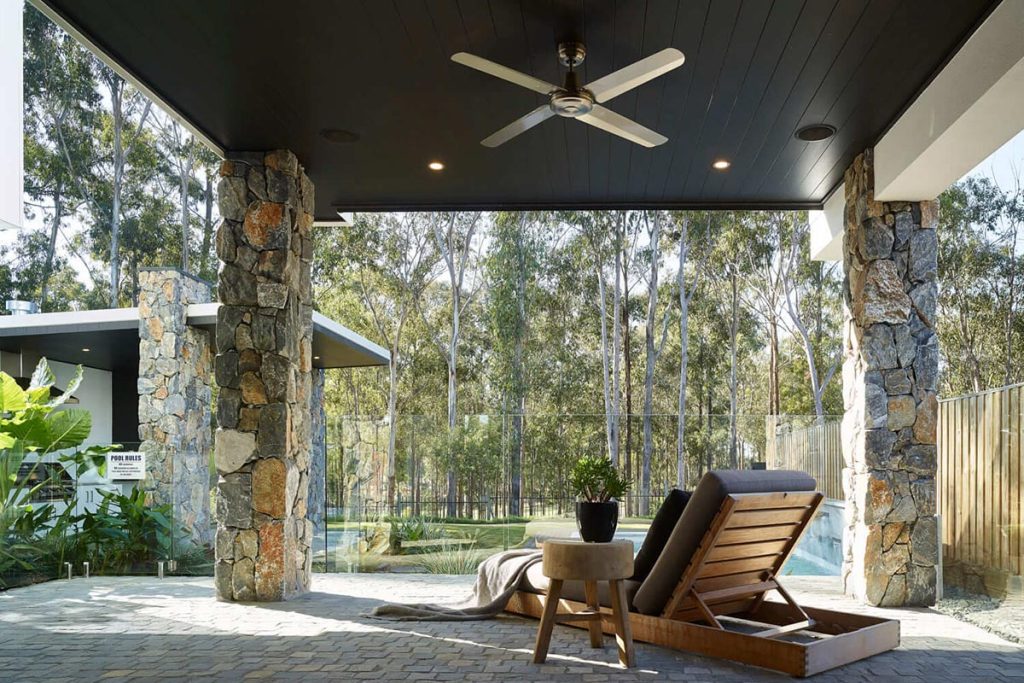 Stone work in a backyard.