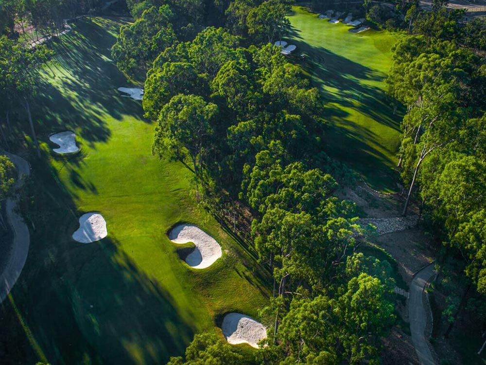 An overhead photo of a golf course.