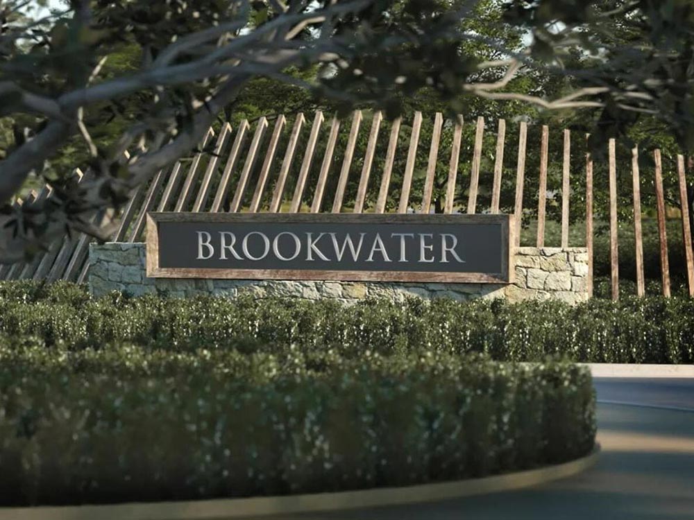 The entrance to Brookwater Residential.